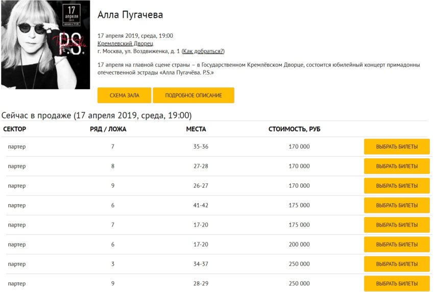 «Зажралась» 4500 $ за билет на концерт Пугачевой. Фанаты возмущены